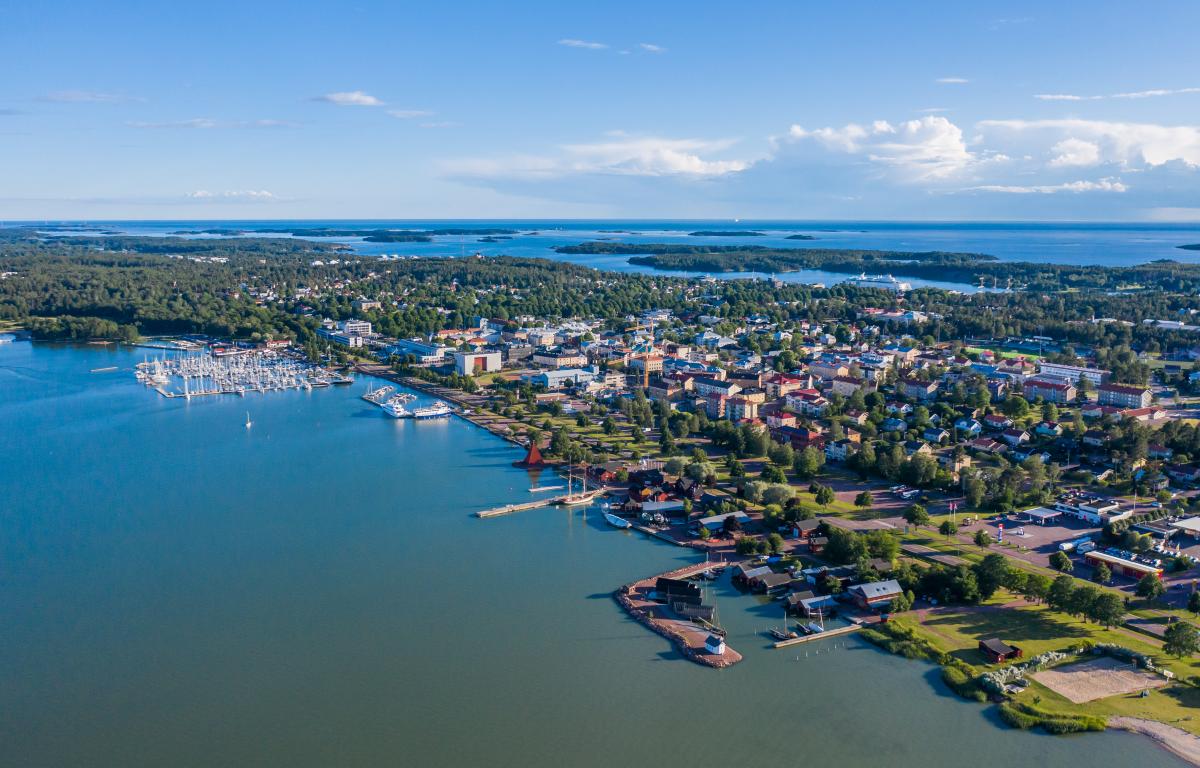 Mariehamn östra hamnen flygbild
